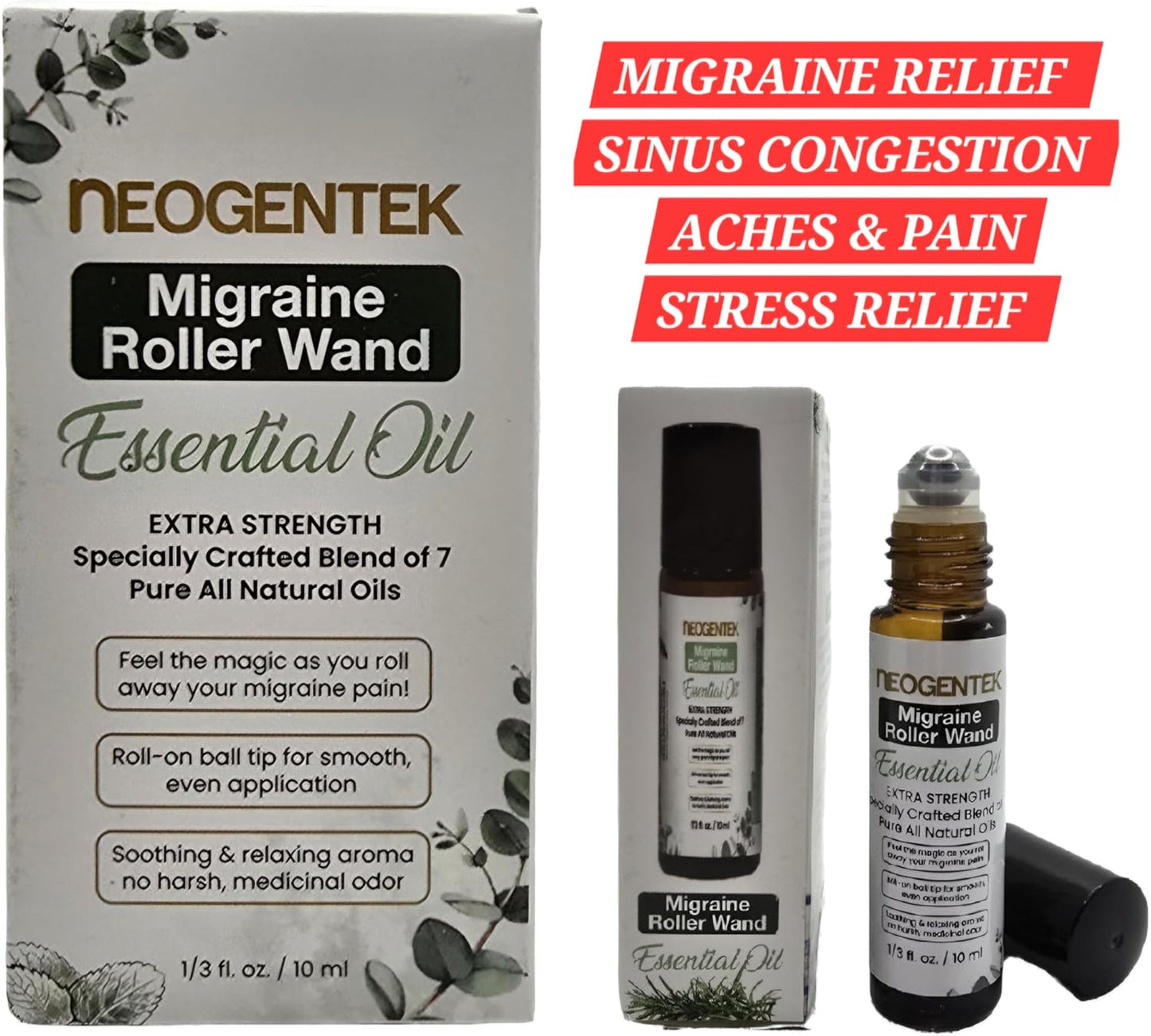 Migraine, Sinus Essential Oil Roller | Crafted Blend of 7 Powerful Essential Oil | Natural Comfort & Relaxation – Aromatherapy Roll-On for Headache, Sinus 10ml