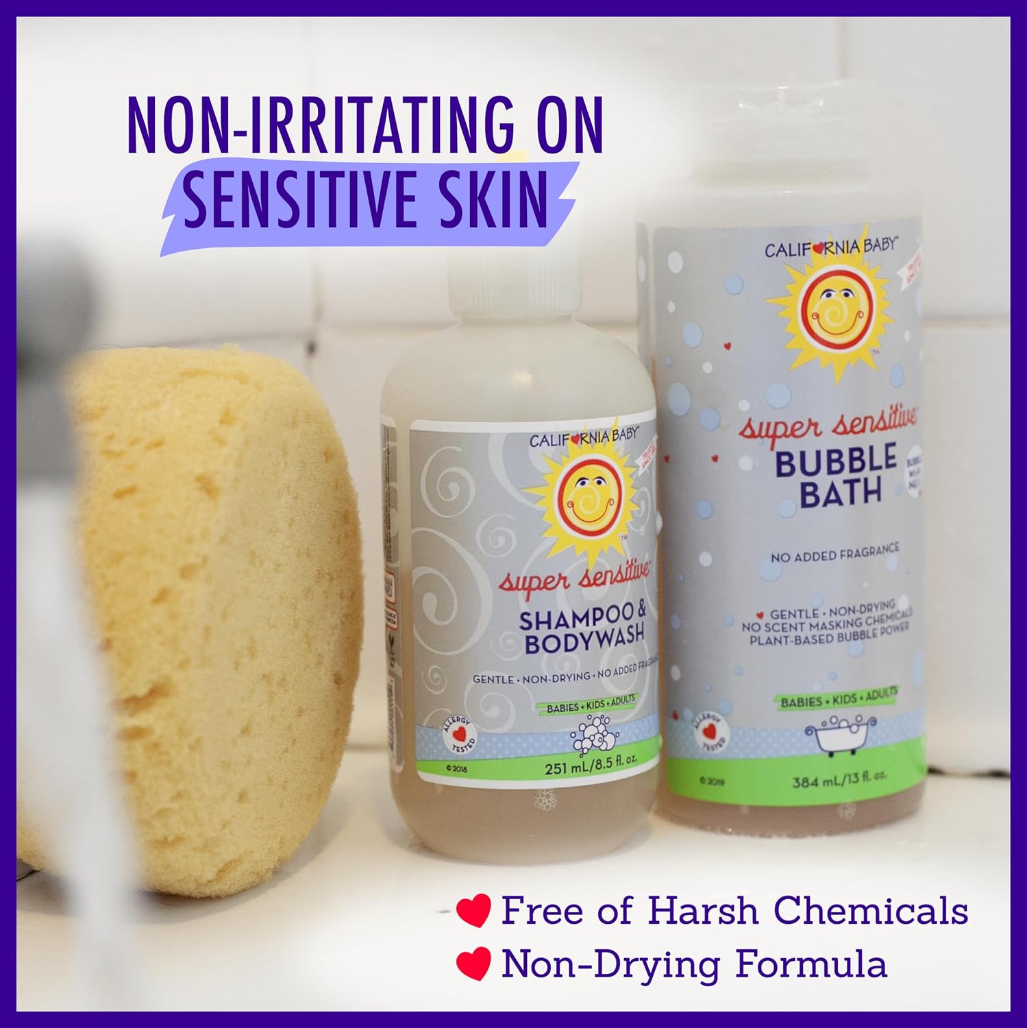 California Baby Super Sensitive Bubble Bath | 100% Plant-Based Kids Bubble Bath | Gentle Unscented Baby Bubble Bath | Free Bubble Wand | 384 mL / 13oz
