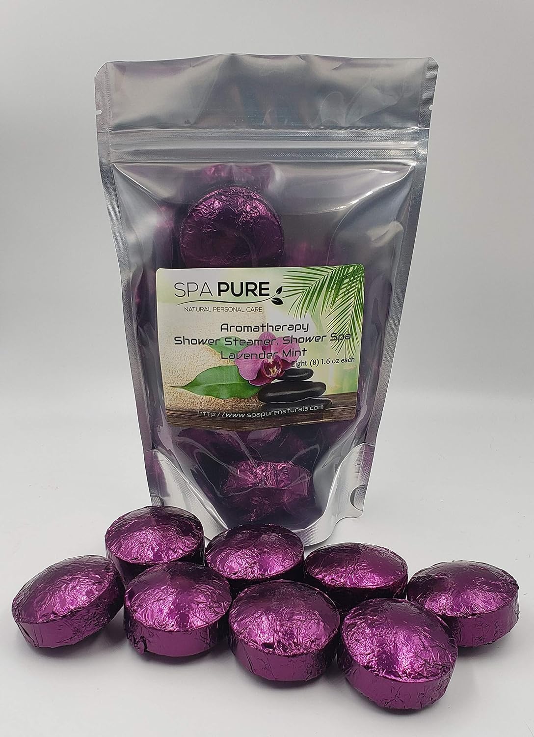 Spa Pure Lavender Mint Aromatherapy: Shower Bombs Tablets Steamers With 100% Natural/Organic Essential Oils - Transform Your Shower - Transform Your Mood (8 Count) Pack of 1