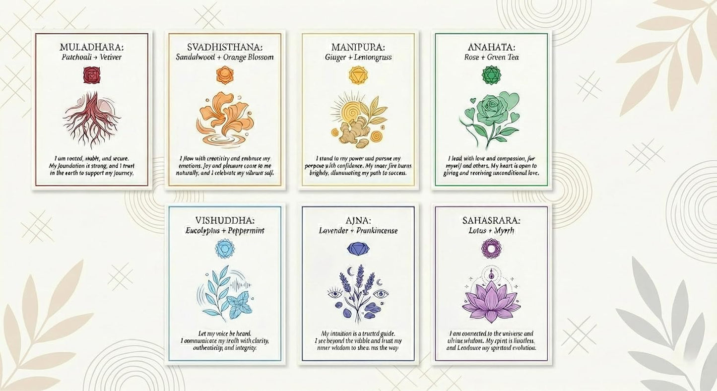 Incense Sticks Variety Pack Natural Masala Incense Sticks, 7 Chakra Sandalwood Incense for Meditation, Yoga & Relaxation Hand Rolled Aromatherapy Vahara Gift Set