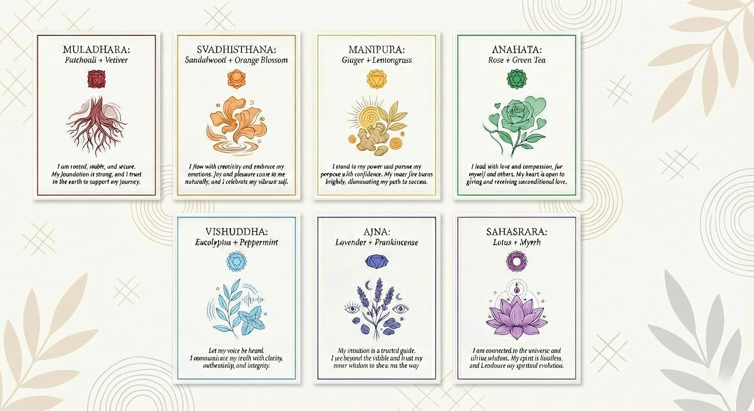 Incense Sticks Variety Pack Natural Masala Incense Sticks, 7 Chakra Sandalwood Incense for Meditation, Yoga & Relaxation Hand Rolled Aromatherapy Vahara Gift Set