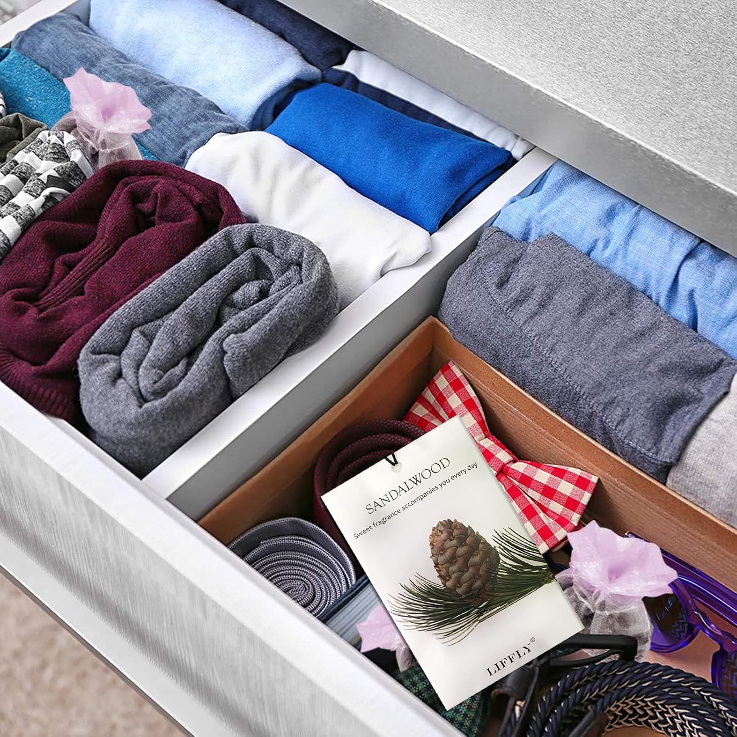 14 Packs Sandalwood Scented Sachets Bag for Drawer and Closet Long Lasting Gift