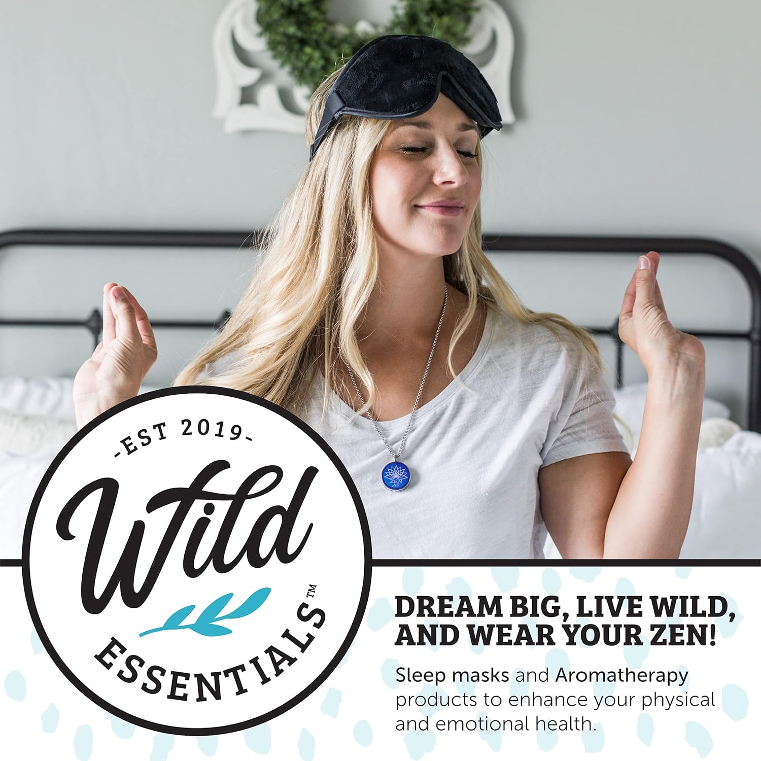 Wild Essentials Peace Sign Necklace Essential Oil Diffuser Kit with Lavender, Lemongrass, Peppermint, Orange Oils, 12 Refill Pads, Calming Aromatherapy Gift Set, Customizable Color Changing, Perfume