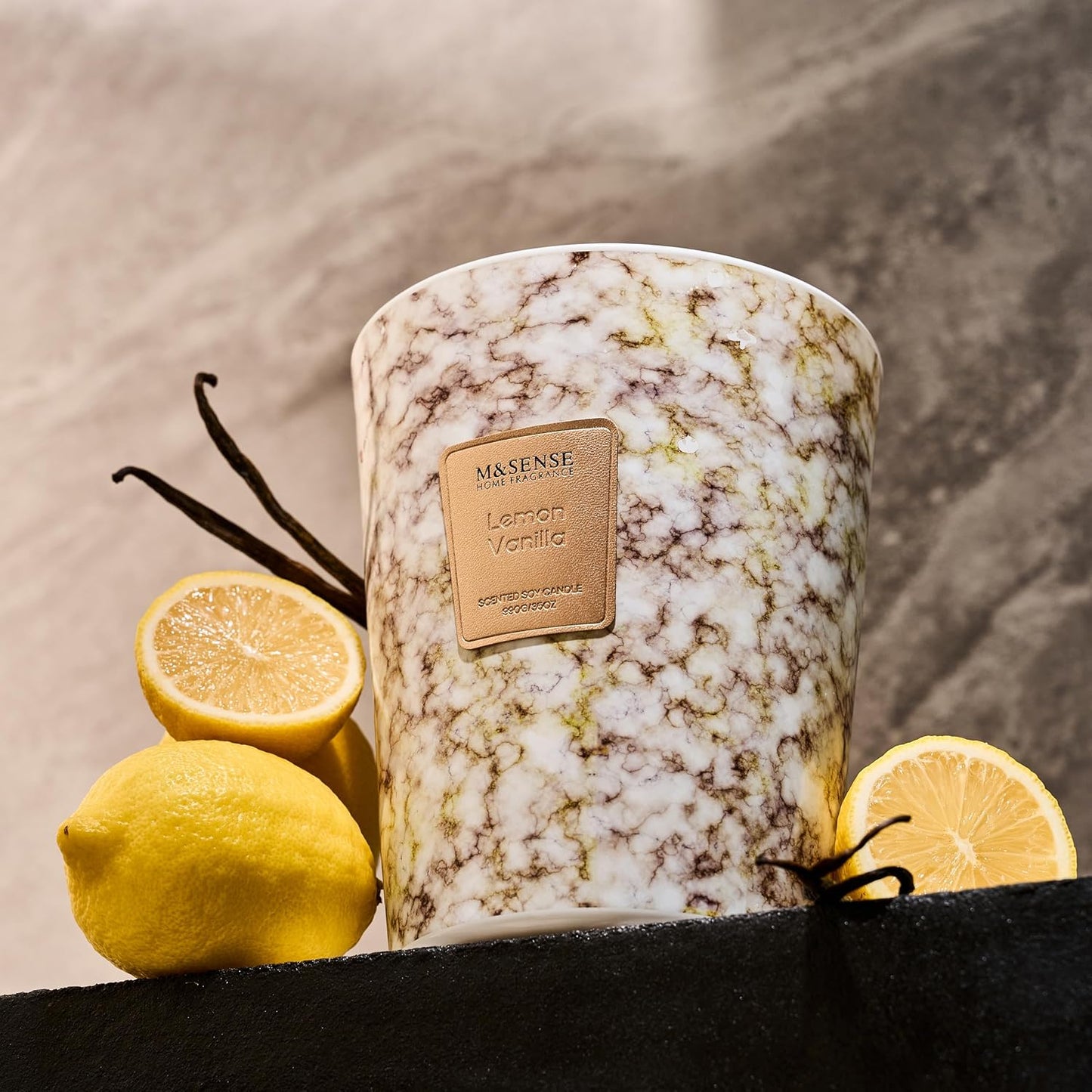 M&SENSE Extra Large Candle 35oz 150H Sugared Lemon Zest Scented Candle, 3 Wick Highly Scented Jar Candle, XL Candles Gift for Stress Relief, Meditation, Yoga