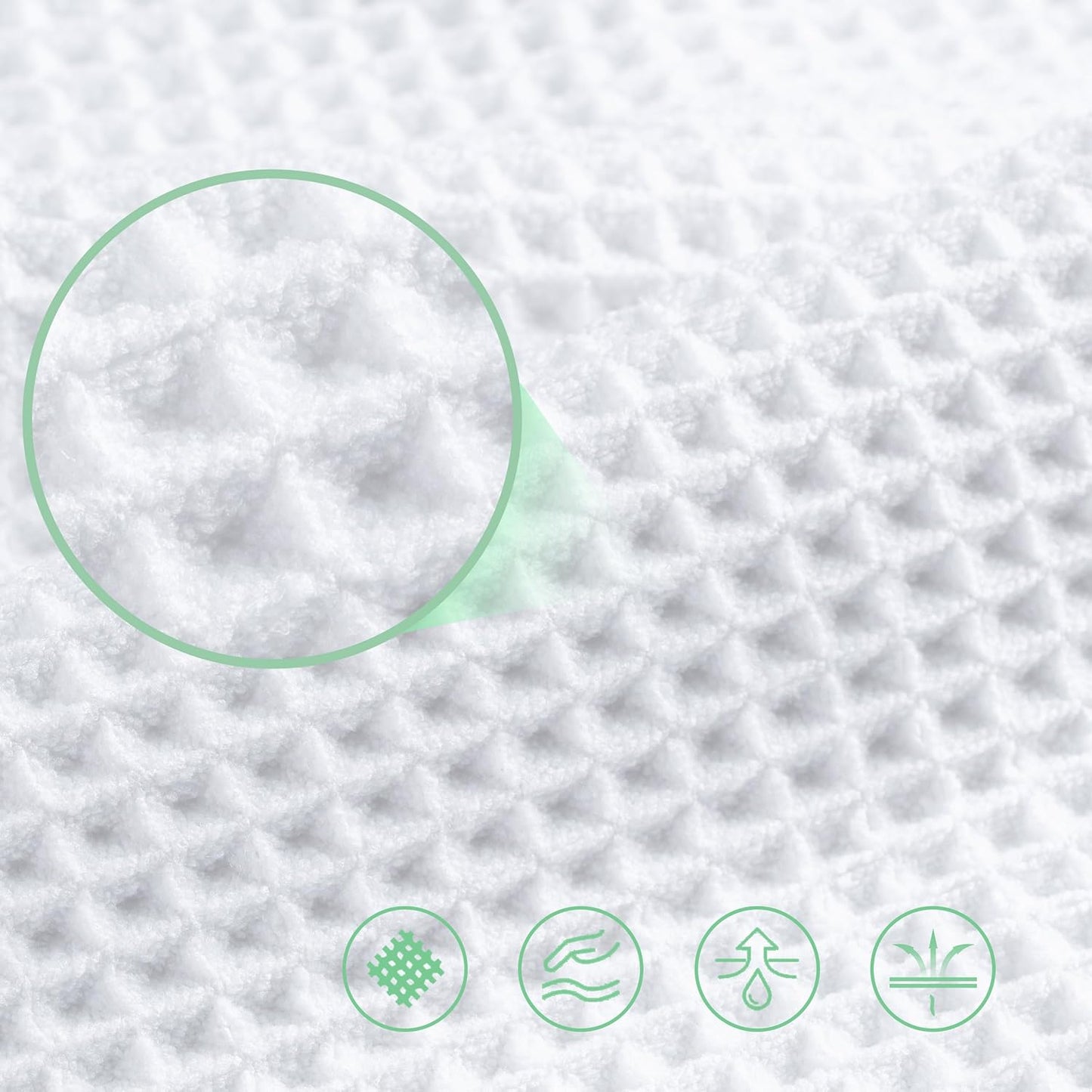 POLYTE 430 GSM Microfiber Oversize Quick Dry Lint Free Bath Towel, 60 x 30 in, 4 Pack (Waffle Weave)