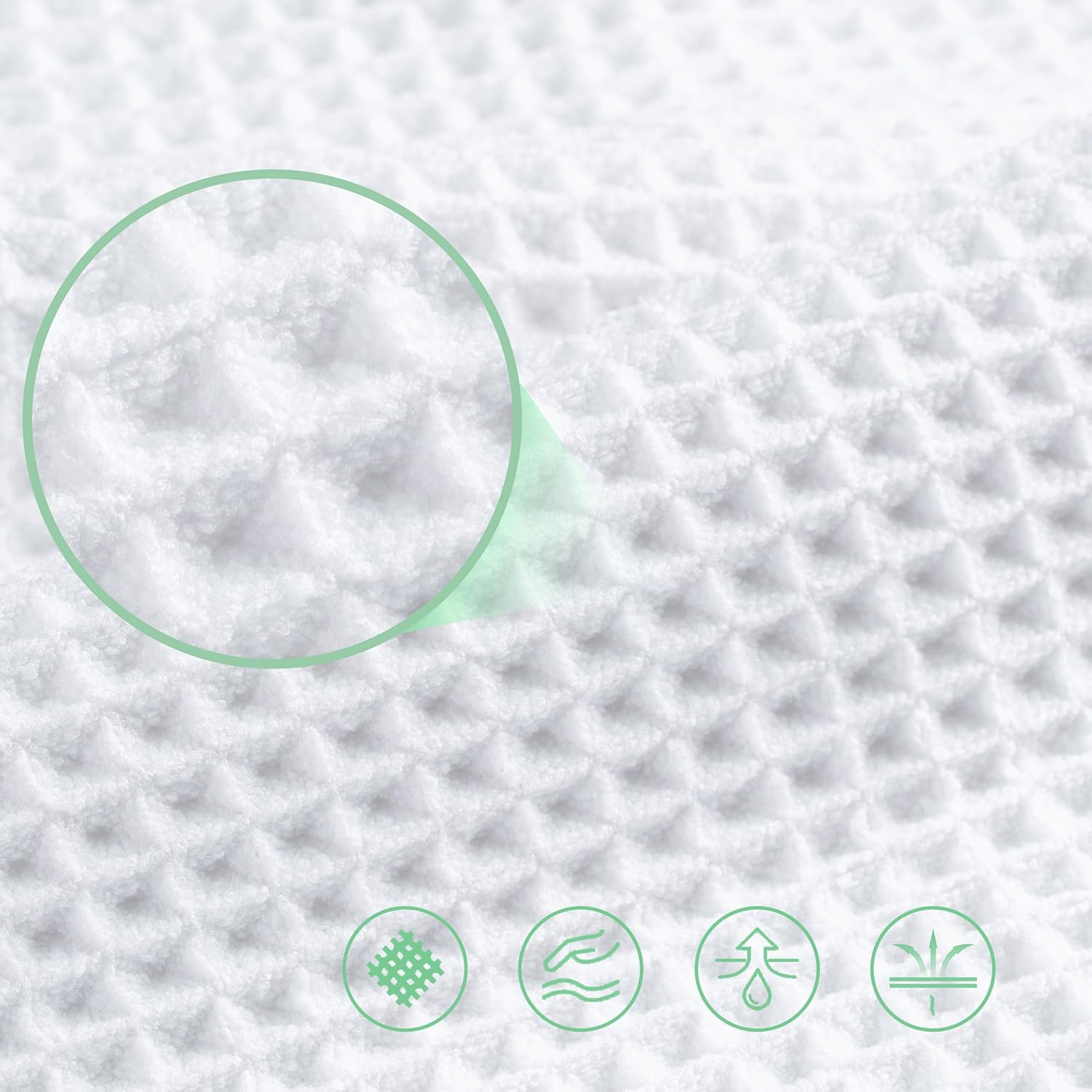 POLYTE 430 GSM Microfiber Oversize Quick Dry Lint Free Bath Towel, 60 x 30 in, 4 Pack (Waffle Weave)