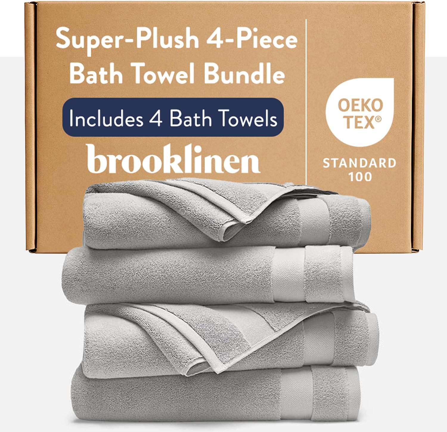 Brooklinen Super-Plush 100% Turkish Cotton Bath Towels - Set of 4-770 GSM, Highly Absorbent, Machine Washable, Perfect Bath Towel Set for Home & Bathroom (30" x 58", Pewter Grey)
