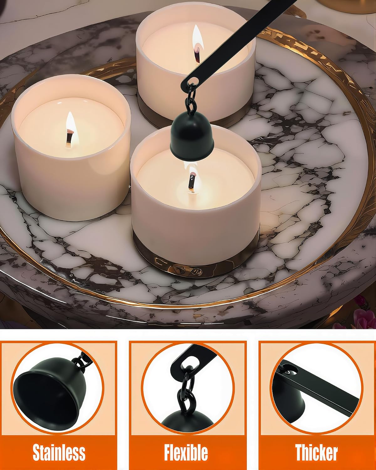 YOUTUOY 5 in1 Candle Accessory Set with Rechargeable Candle Lighter, Candle Wick Trimmer, Candle Wick Snuffer, Candle Wick Dipper, Storage Tray Plate, Candle Care Kit (Matte Black)