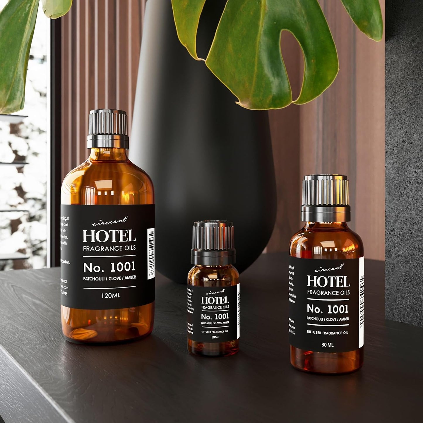 AirScent Hotel Diffuser Oil No. 1001 - Patchouli Clove Amber - Hotel Scent Dupe - Premium Fragrance Oil for Ultrasonic and Waterless Diffusers- 120 mL, 4 fl oz Glass Dropper Bottle