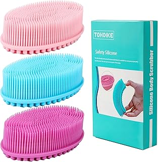 TDHDIKE Silicone Body Scrubber Loofah - Set of 3 Soft Exfoliating Body Bath Shower Scrubber Loofsh Brush for Sensitive Kids Women Men All Kinds of Skin