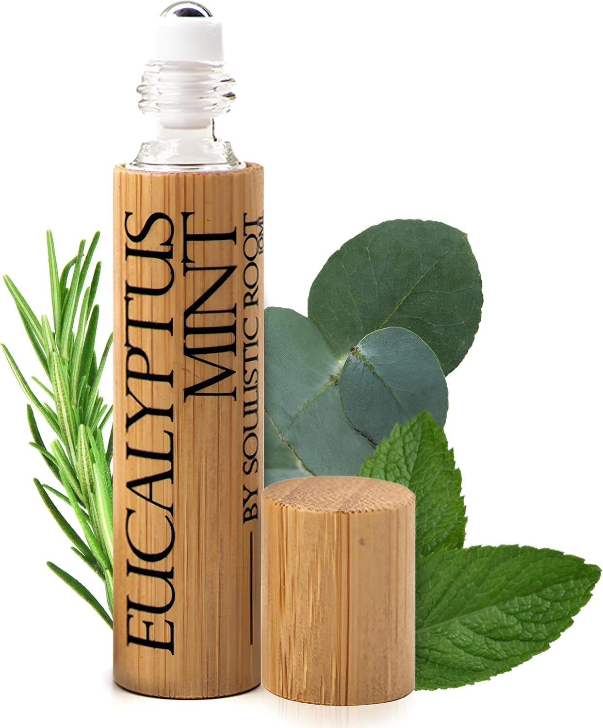 Soulistic Root Eucalyptus Mint Essential Oil Roll On – Aromatherapy Blend w/Peppermint, Spearmint, Rosemary – Breathe Rollerball for Self Care, Spa, Energy, Wellness – 10ml Bottle - for Men & Women