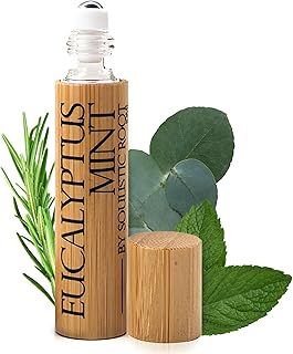 Soulistic Root Eucalyptus Mint Essential Oil Roll On – Aromatherapy Blend w/Peppermint, Spearmint, Rosemary – Breathe Rollerball for Self Care, Spa, Energy, Wellness – 10ml Bottle - for Men & Women