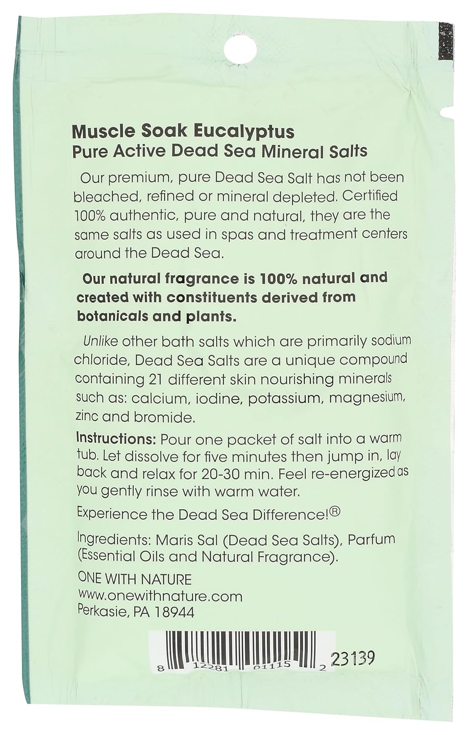 One With Nature Eucalyptus Dead Sea Bath Salt Packet, 2.5 OZ