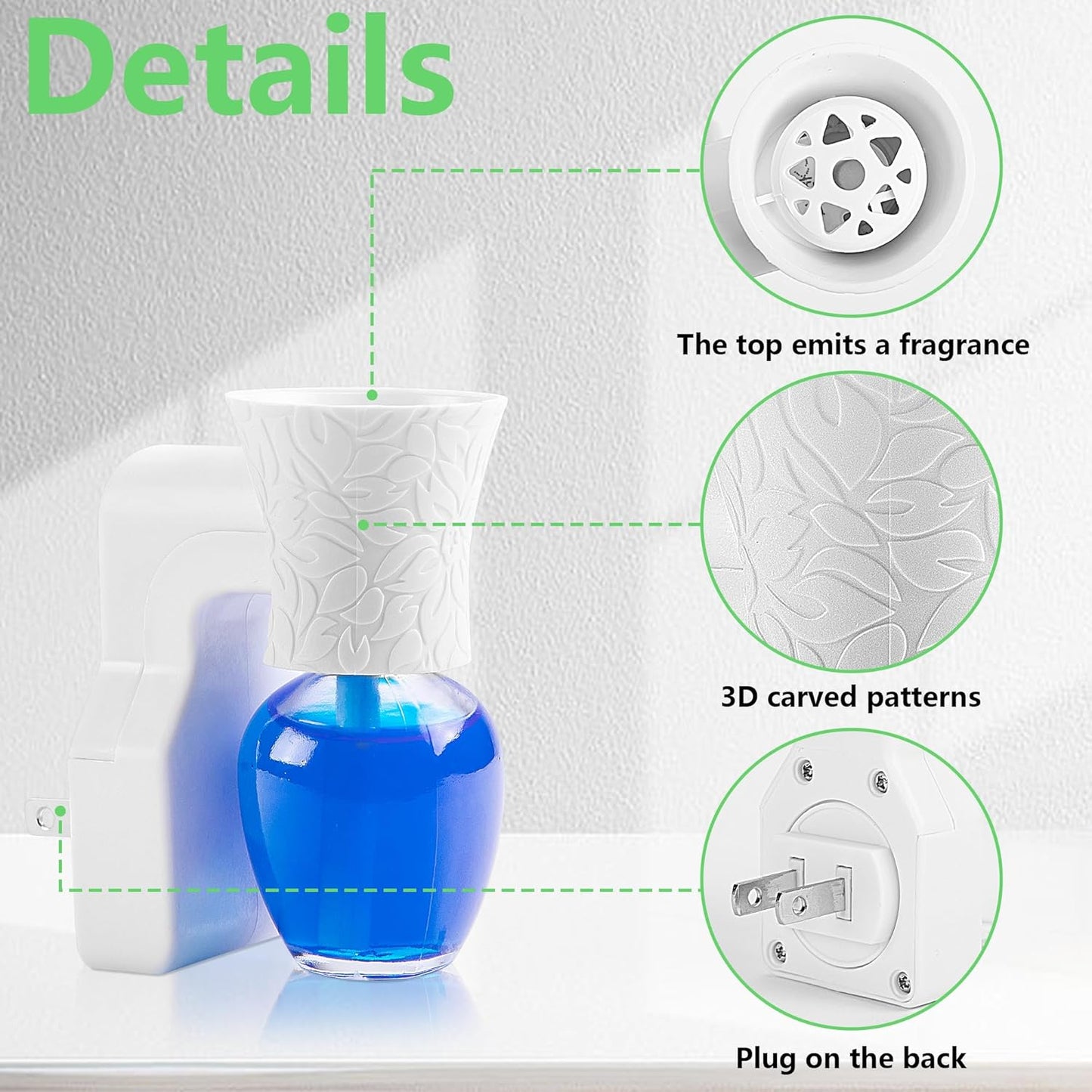 moonoom 4 Pack WallFlower Fragrance Oil Plug in Diffuser- Wall Fragrance Diffuser Plug- Rotary Plug Design Wallflowers Diffuser with 4 Empty Bottles for Home Office Spreading Scent