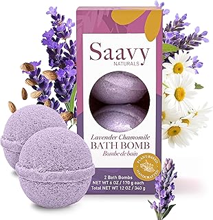 Saavy Naturals Bath Bombs – Relaxing Foaming Fizz Bubbles, Organic Bath Bombs for Women and Kids with Jojoba Oil - Gentle for Sensitive Skin - Made in USA - Lavender Chamomile (1 Pack) - 12 oz