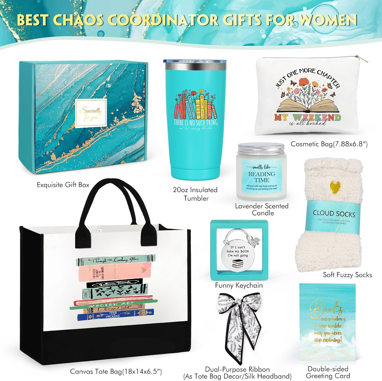 Suhctuptx Book Lovers Gifts, Bookish Gift for Women Book Accessories, Books Club Gift Reading Gifts for Book Lover Readers Teachers Coworker Bookworm Librarian Just a Girl Who Loves Books