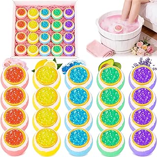 Bath Foot Bombs, 20 Pack Foot Soak with Bath Salt. Organic Natural Handmade Aroma Pure Essential Oil Bubble Foot Balls for Foot Callus, Dry Cracked, Stubborn Foot Odor Scent.