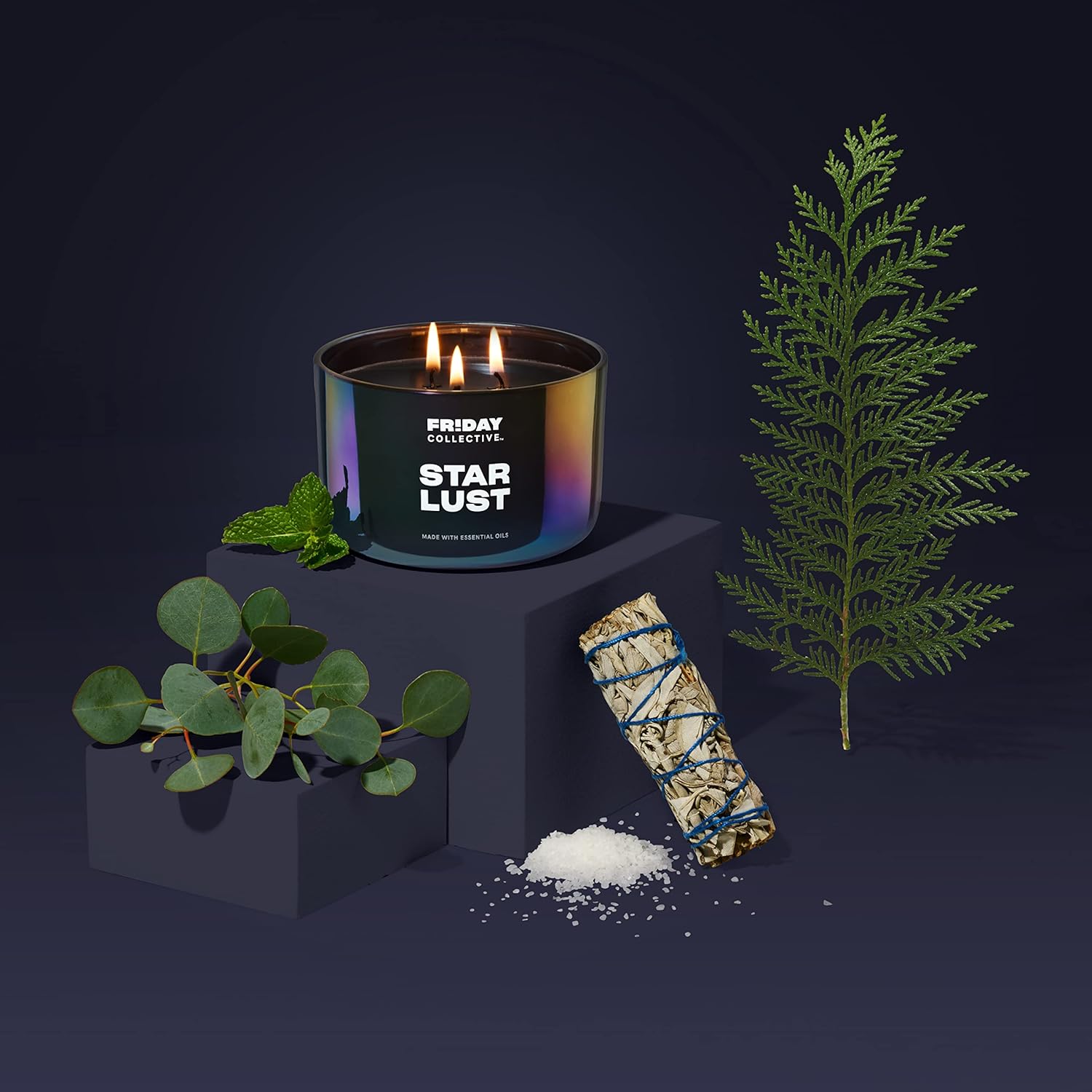 Friday Collective Star Lust Candle Fresh & Clean Scented Made with Essential Oils 3 Wicks 13.5 oz