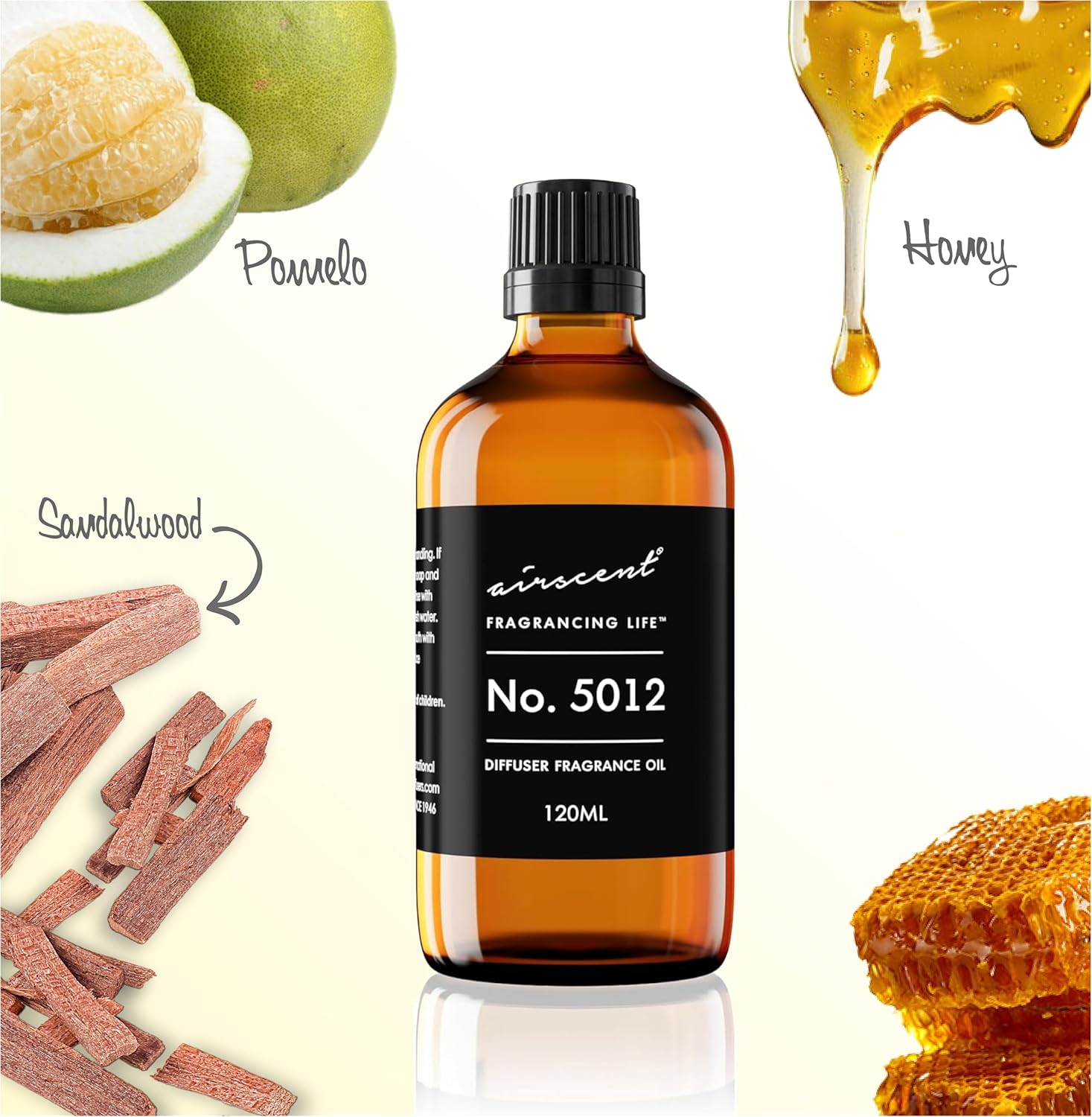 AirScent No. 5012 Perfume Dupe Diffuser Oil - Sandalwood Honey Pomelo - Premium Fragrance Oil Blend for Ultrasonic and Waterless Diffusers and Crafting - 120 mL, 4 fl oz