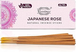 Raajsee Japanese Rose Incense Sticks 100 Gm Pack-100% Pure Organic Natural Hand Rolled Free from Chemicals-for Church,Aromatherapy,Relaxation,Meditation & Sensual Therapy