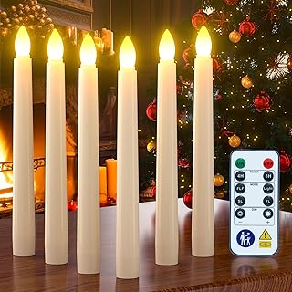 PChero Flameless Candles with Remote Timer, 7.9" Ivory Battery Operated LED Taper Dripless Floating Flickering Candles for Wedding Halloween Thanksgiving Christmas Themed Party Valentines Decorations
