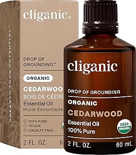 Cliganic Organic Cedarwood Essential Oil - 100% Pure Natural for Aromatherapy Diffuser | Non-GMO Verified