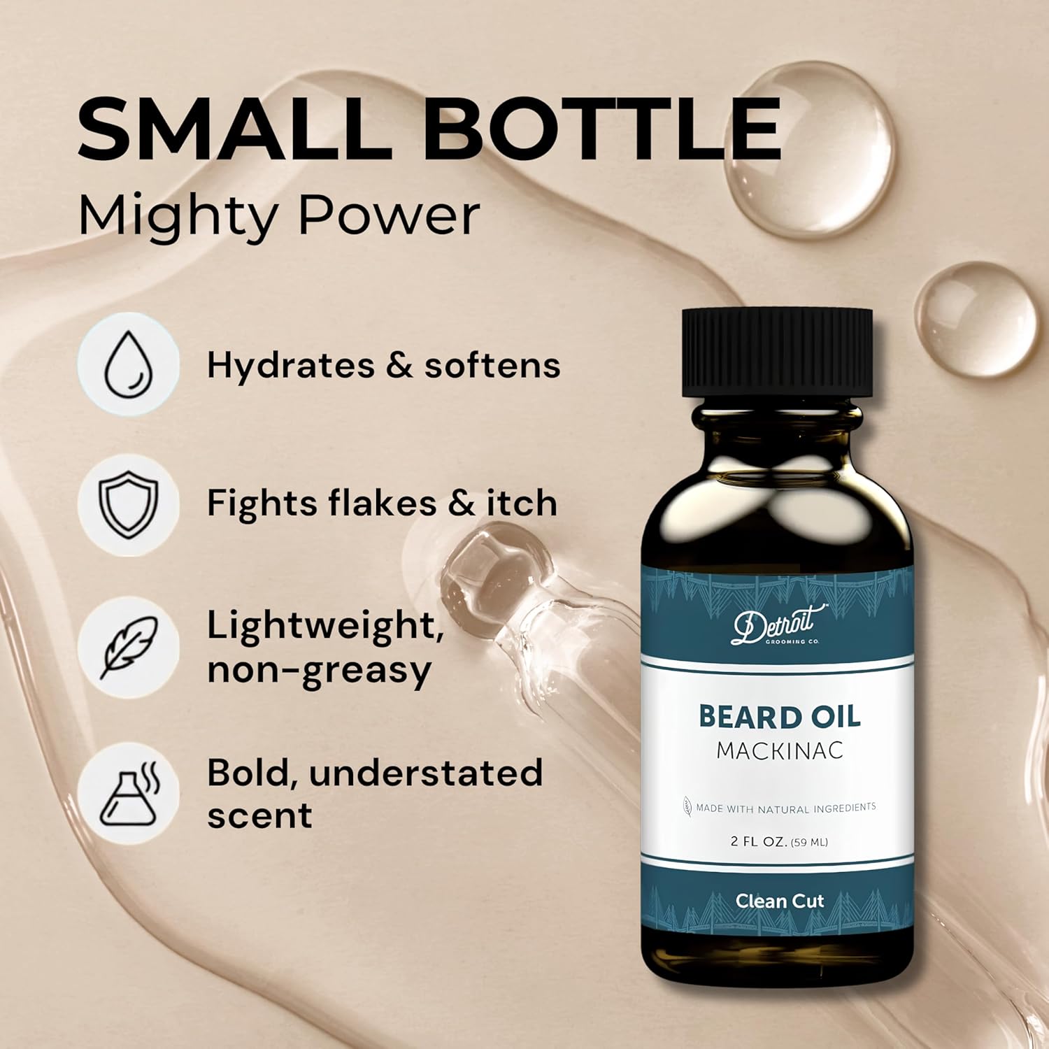 Detroit Grooming Co. Beard Oil (2oz) - Mint & Smooth Vanilla - Premium Nourishing Formula with Sweet Almond Oil & Vitamin E - Men's Beard Softener & Moisturizer - Double Size