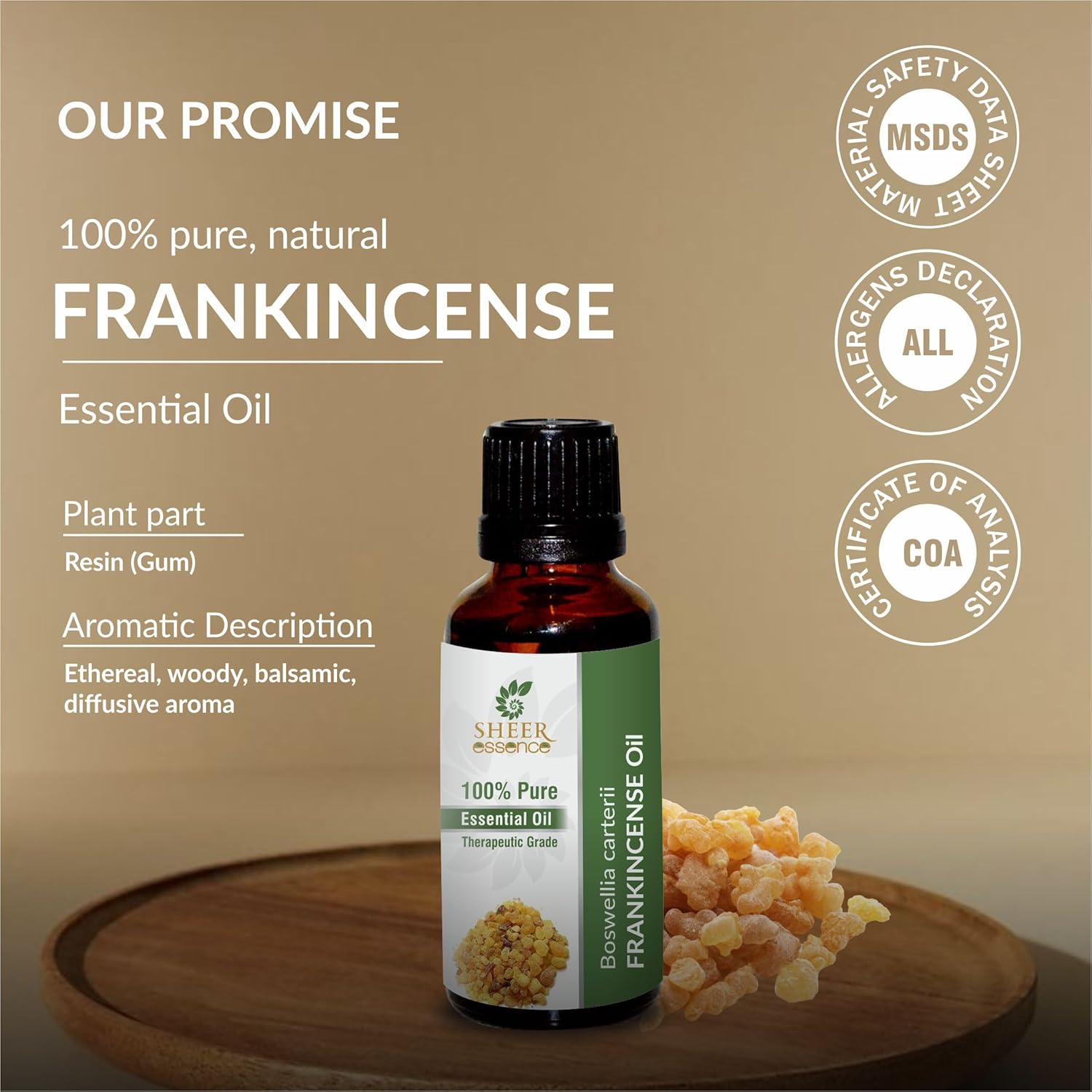 Frankincense Essential Oil 118 ML (4 Fl. Oz) | 100% Pure Natural Undiluted Uncut Therapeutic Grade Boswellia Carteri Essential Oil