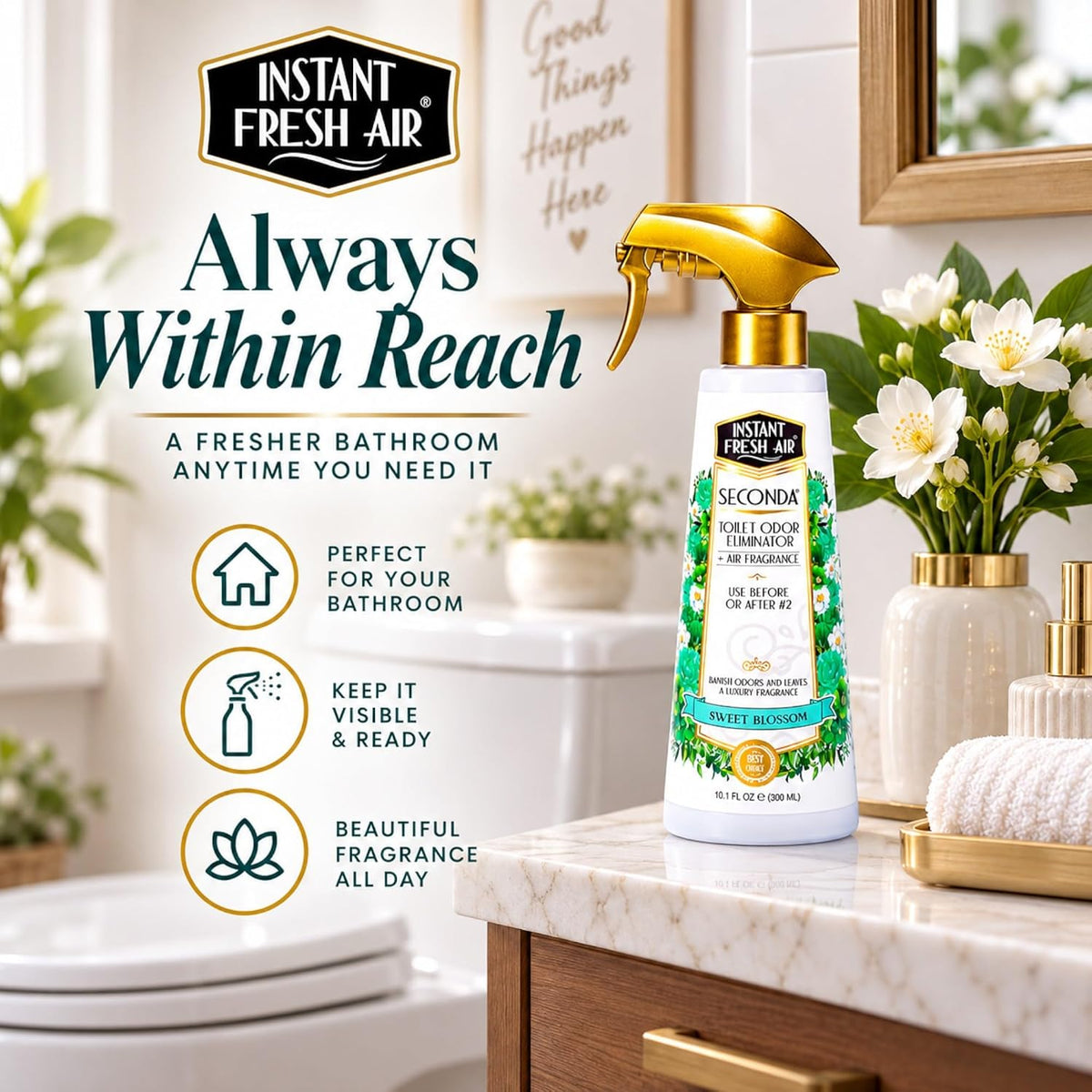 Seconda' Bathroom Air Freshener &amp; Toilet Spray - Blossom