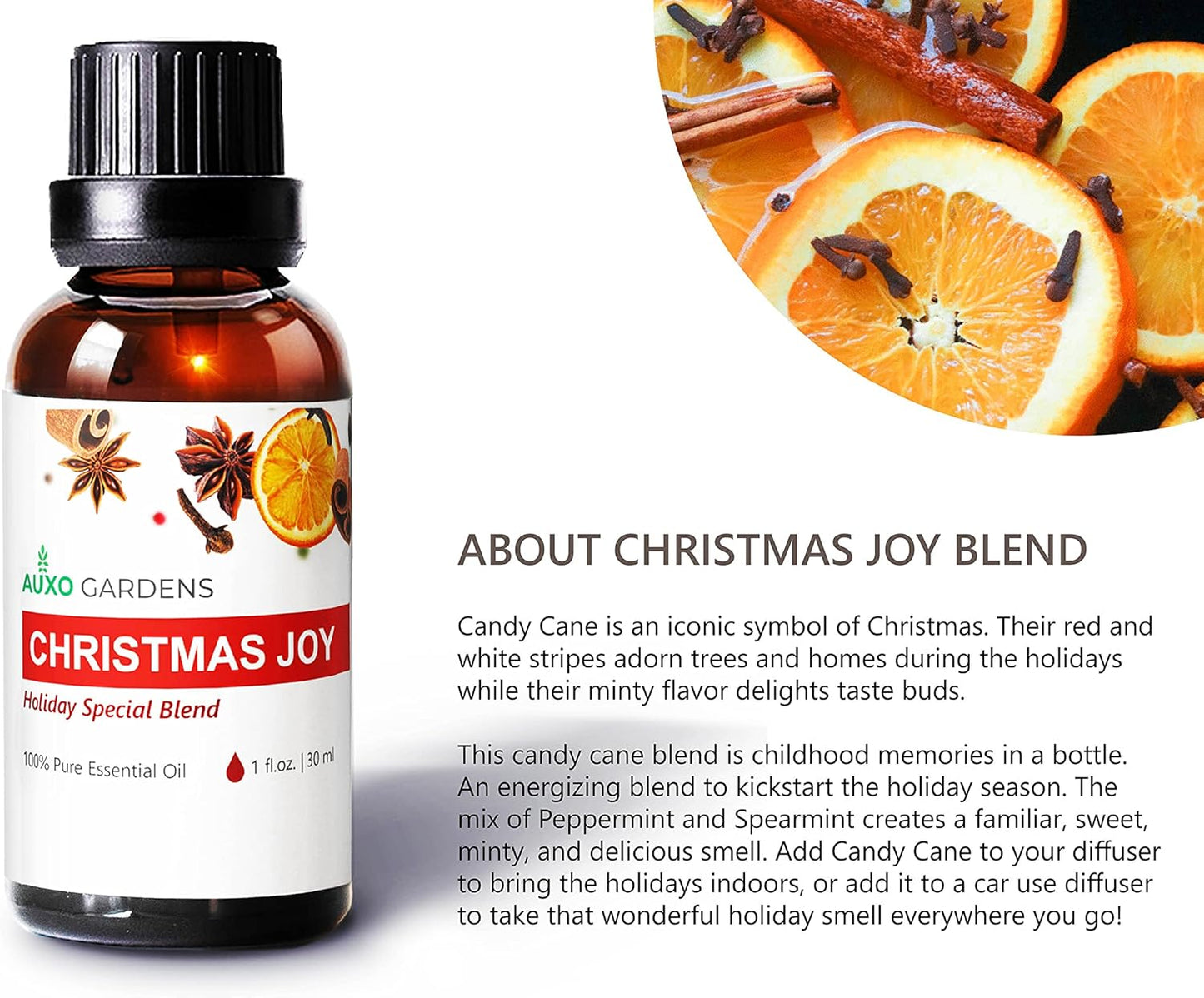 Christmas Joy Essential Oil Blend 1oz(30ml) - 100% Natural, Premium Quality Essential Oil Blend for Aromatherapy- Citrusy, Fresh, and Spicy