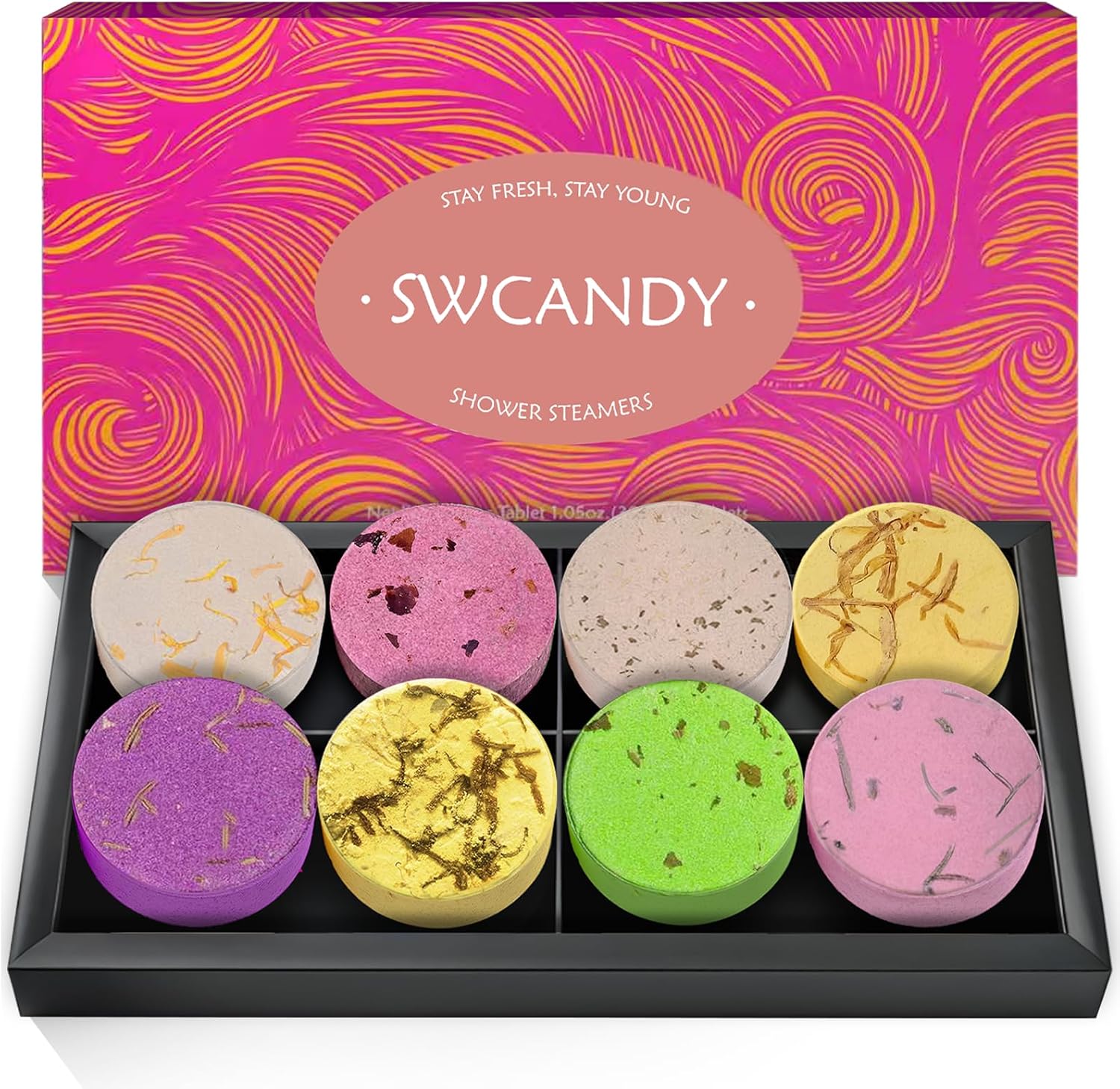 SWCANDY Shower Steamers Aromatherapy Teen Girl Gifts Trendy Stuff Travel Essentials for Women 8 Pcs Natural Essential Oils, Stress Relief Relaxation Home Spa Experience