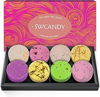 SWCANDY Shower Steamers Aromatherapy Teen Girl Gifts Trendy Stuff Travel Essentials for Women 8 Pcs Natural Essential Oils, Stress Relief Relaxation Home Spa Experience