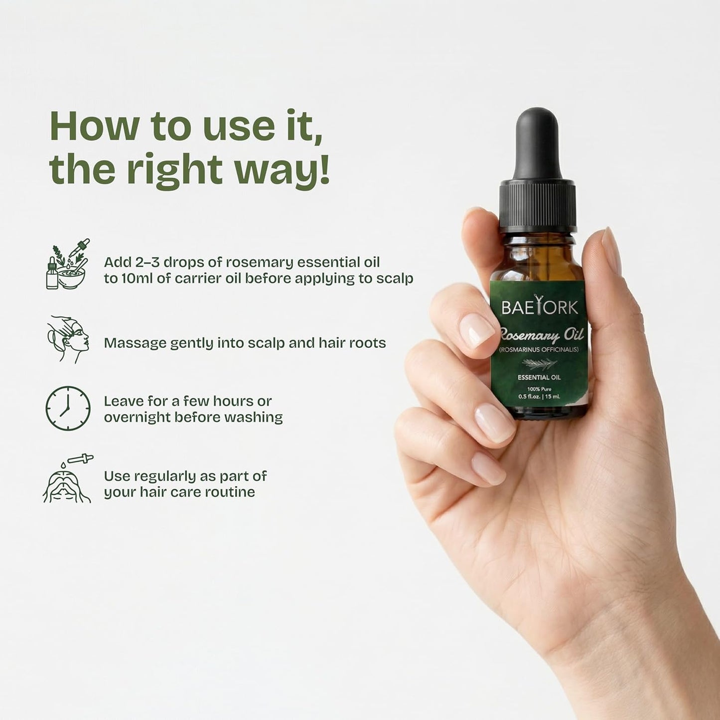 Organic Rosemary Essential Oil Helps to Support Hair Growth, Hair Fall Control, Hair Nourishment & Strengthens, Skin Care, Aromatherapy, Diffusers, and DIY PETA Certified 15 ml (Pack of 1)