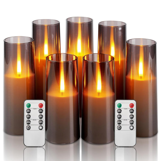 Homemory Grey Flameless LED Candles with Remote & Timer