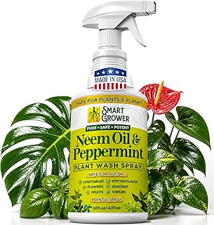 Neem Oil Spray for Plants with Peppermint Oil, Natural Plant Wash Made for Indoor and Outdoor Plants Smart Grower 16oz Easy Ready to Use Spray