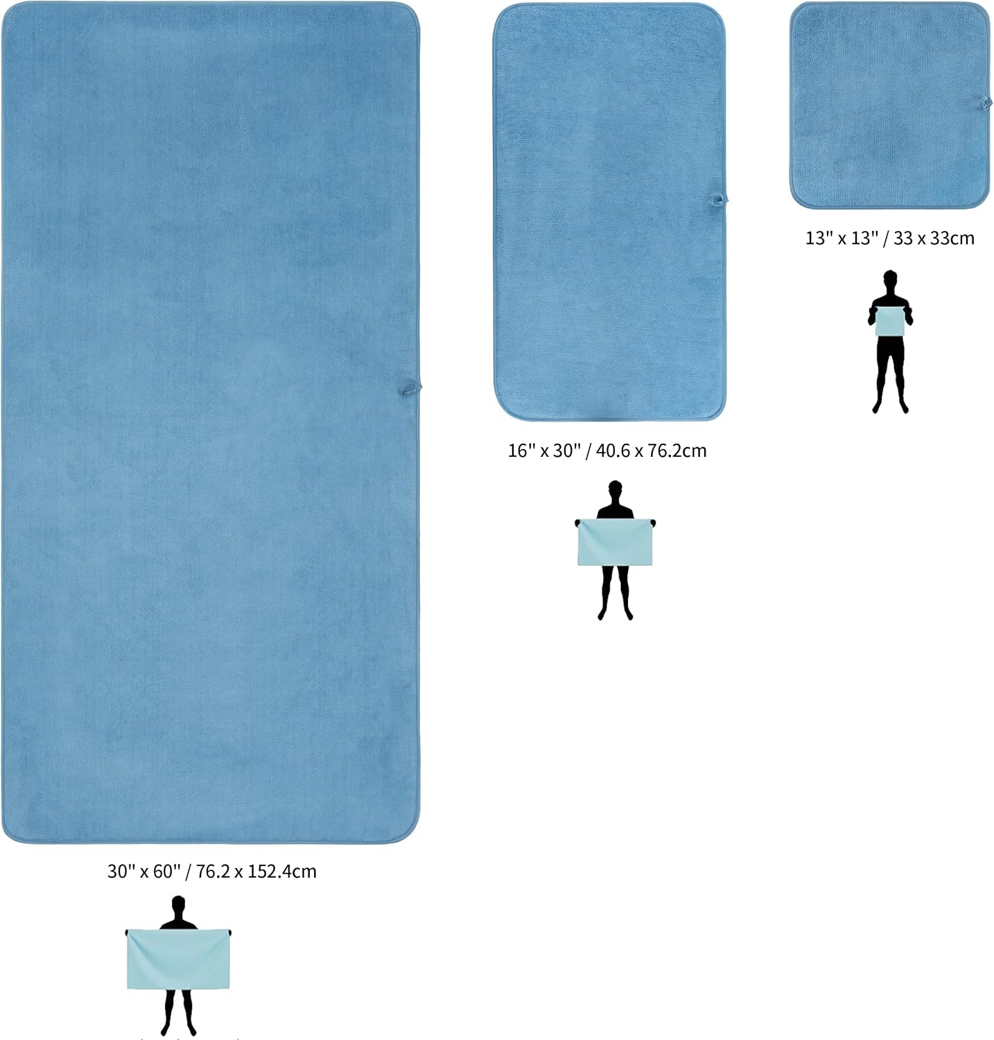 MICROFI New Microfiber Bath Towel Set, 3 Piece, Oversize, Quick Dry, Lint Free, Includes Body, Hand and Face Towels