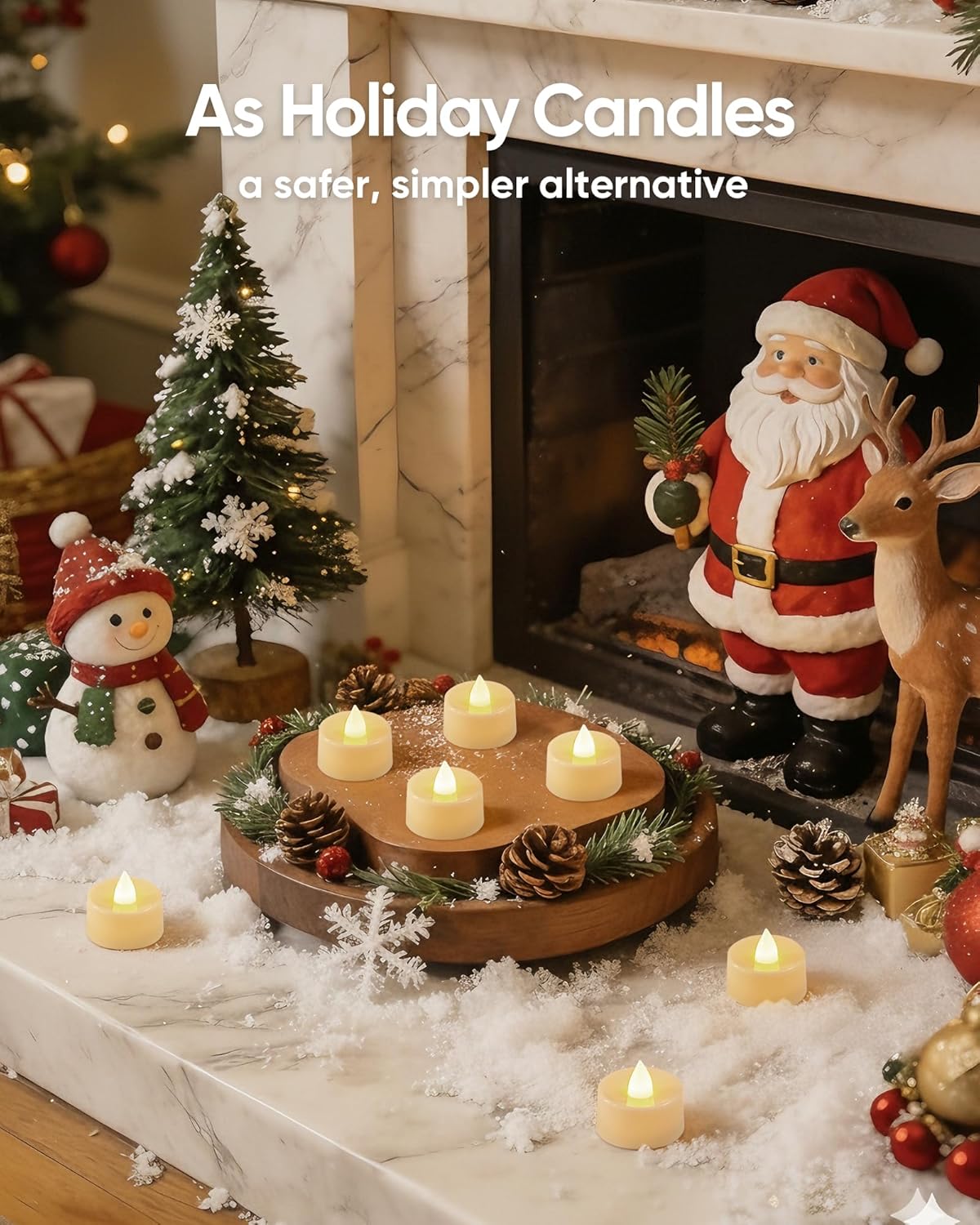 Amagic 30Pcs Flickering Flameless Tea Lights Battery Operated, 200+ Hours Long Lasting Electric Candle for Wedding Table Centerpiece, Home Decor, Gift, Holiday Decor