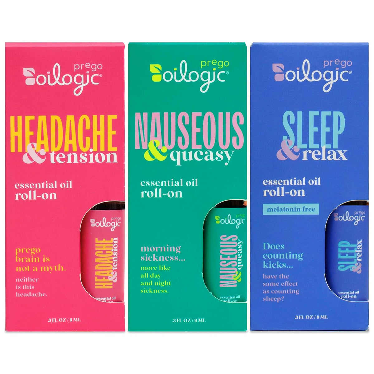 Oilogic Roll-On Essential Oils Set for Pregnant Women - 100% Pure Essential Oil Roller for Pregnancy - Sleep