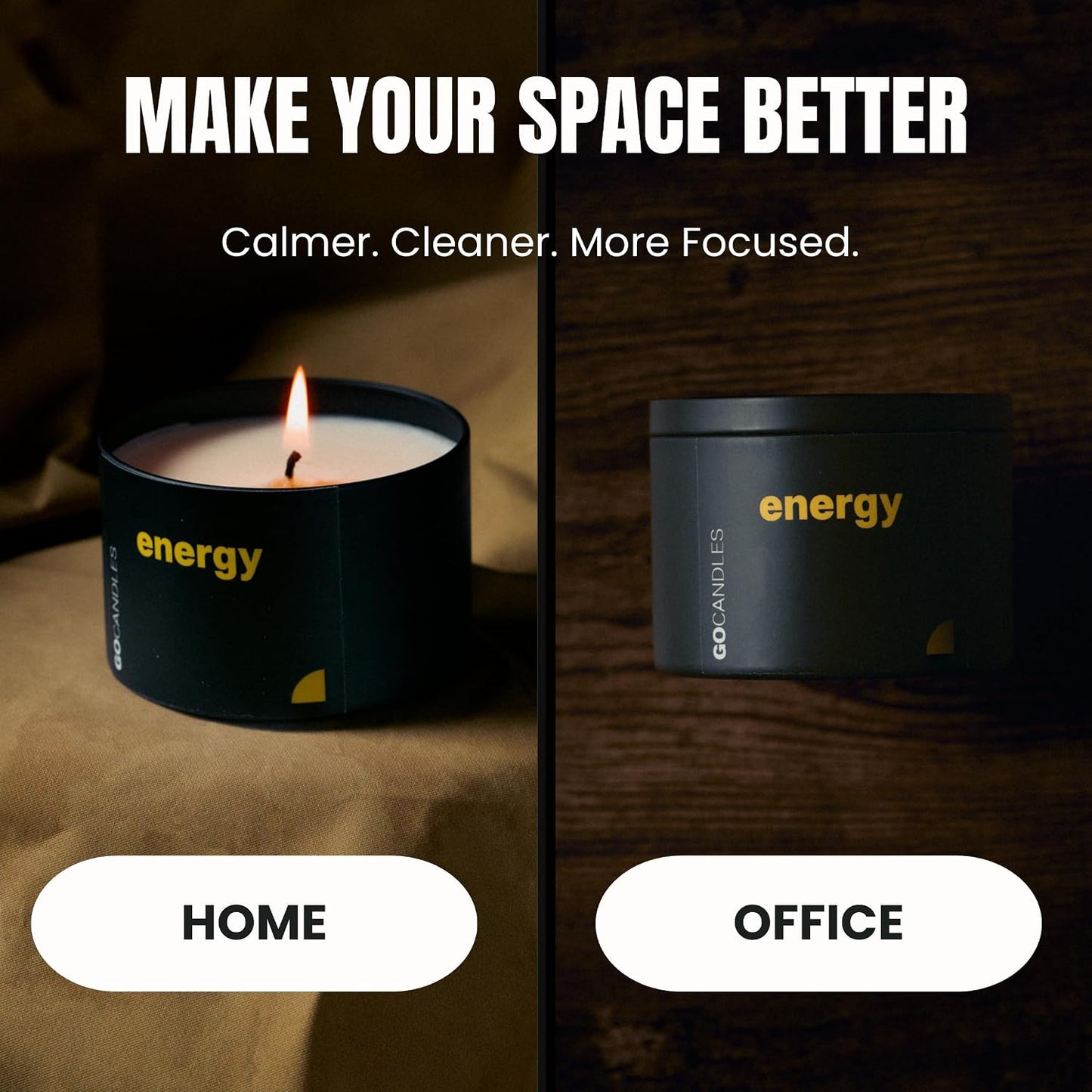 GO Candles Energy Large Scented Candle for Men & Women | Uplifting Citrus & Spice | 100% Natural Non-Toxic | Coconut Soy Wax with Essential Oils | Hand-Poured in USA | Long Lasting Aromatherapy Gift