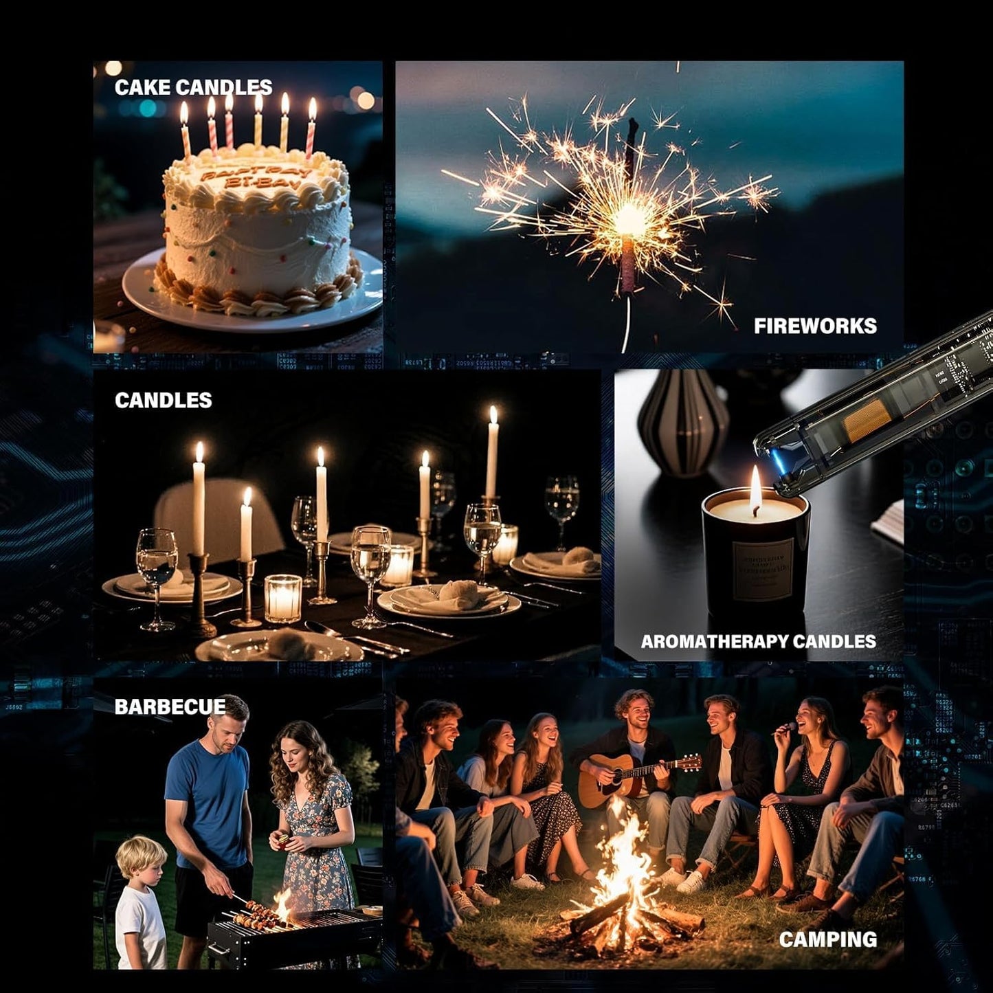 KTEBO® 2 Pack Electric Candle Lighters - 7.4 inch Long USB Rechargeable Plasma Arc Lighter with Safety Lock, Windproof Lighter for Candles, Grill, Camping - See-Through Tech Design, Stocking Stuffers