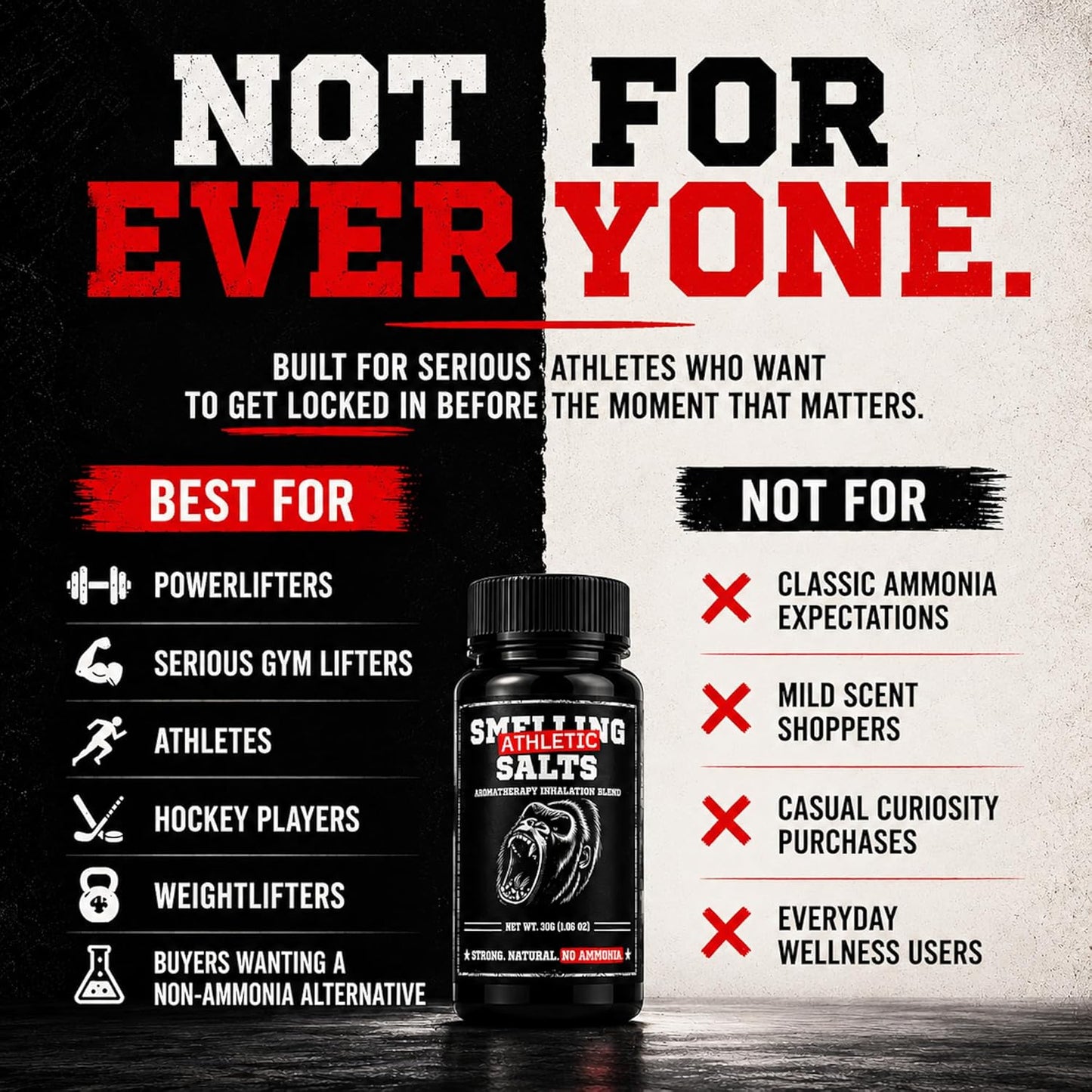 Athletic Salts - Strong Scent - Sports, Powerlifting, Weightlifting, Hockey & Gym, Strong Aromatic Inhalation Blend, 30g