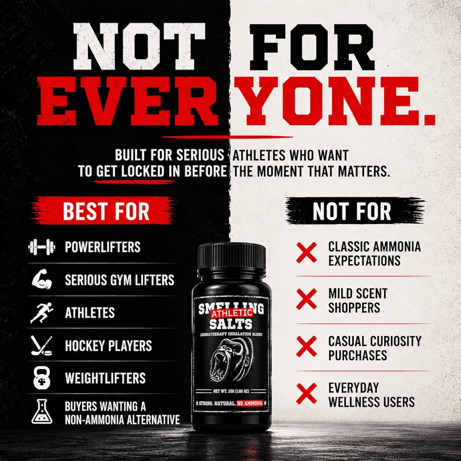 Athletic Salts - Strong Scent - Sports, Powerlifting, Weightlifting, Hockey & Gym, Strong Aromatic Inhalation Blend, 30g