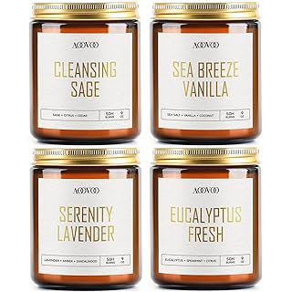 AOOVOO Scented Candles - 4PC Candle Set, 36 oz Soy Candles, Soy Candle for Home Scented, Lavender/Vanilla/Eucalyptus/Sage