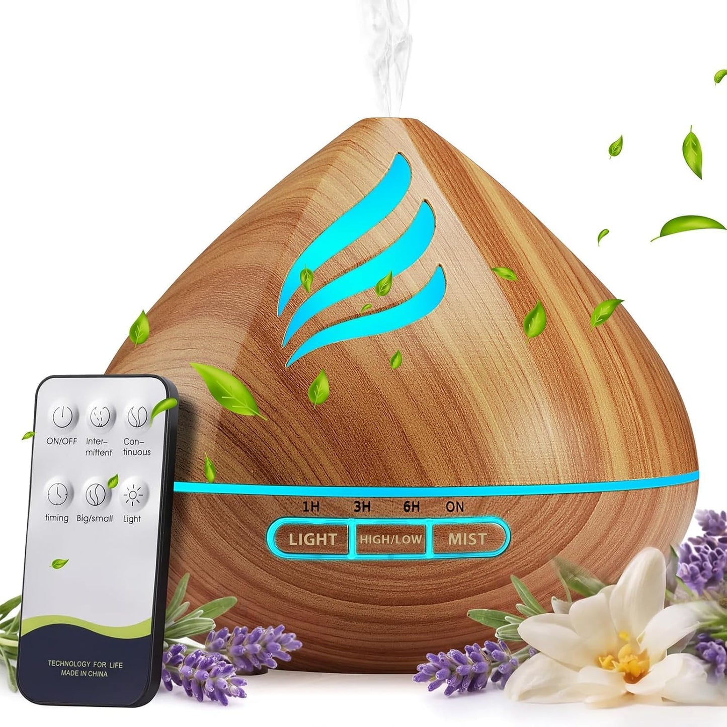 Essential Oil Scent Diffuser: 𝟓𝟎𝟎𝐌𝐋 Aroma Diffuser for Home Bedroom - 𝟏𝟒 𝐂𝐨𝐥𝐨𝐫𝐬 LED, Remote Control, Ultra-Quiet Cool Mist Scent Diffuser with Timer for Family