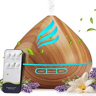 Essential Oil Scent Diffuser: 𝟓𝟎𝟎𝐌𝐋 Aroma Diffuser for Home Bedroom - 𝟏𝟒 𝐂𝐨𝐥𝐨𝐫𝐬 LED, Remote Control, Ultra-Quiet Cool Mist Scent Diffuser with Timer for Family
