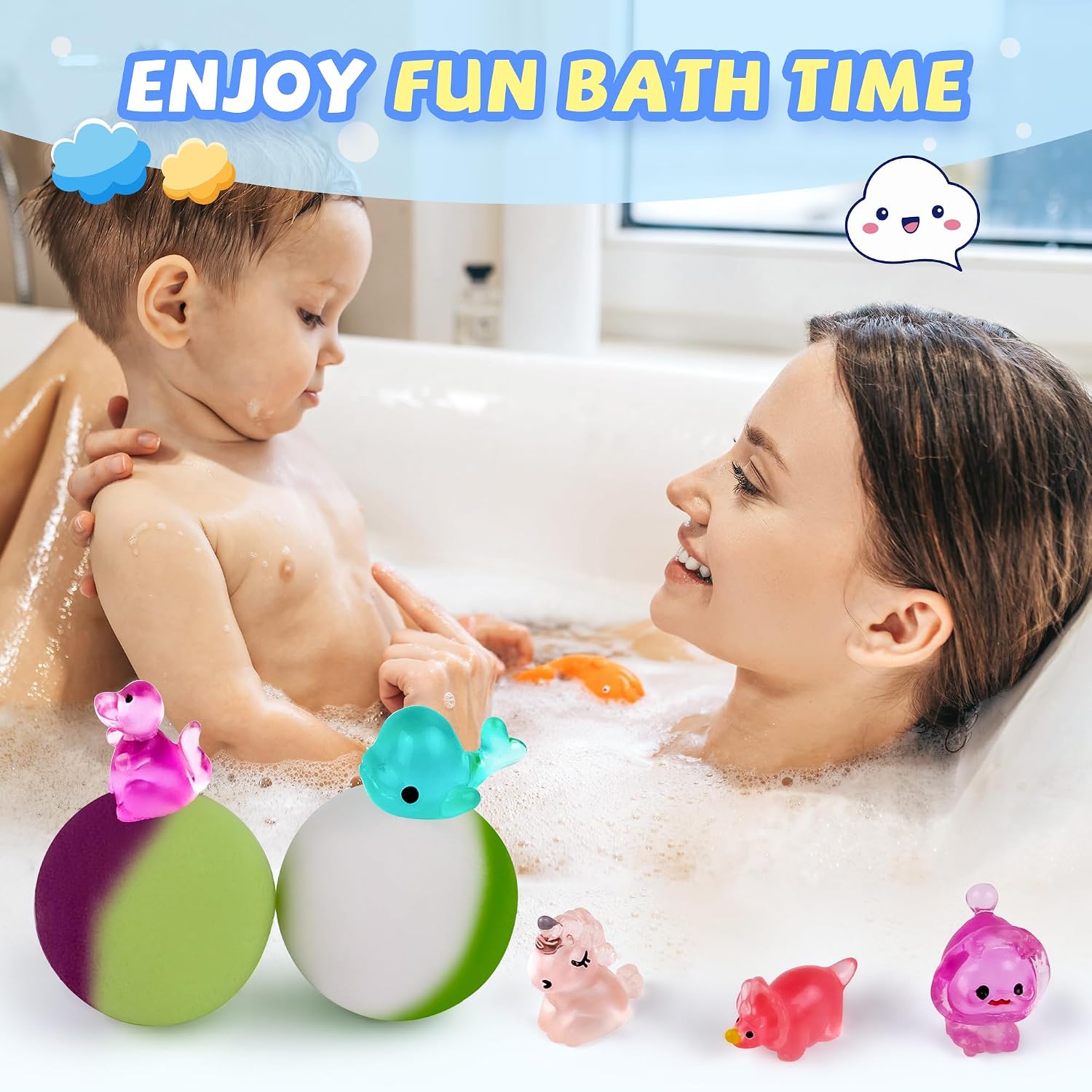 Bath Bombs for Kids with Surprise Toy Inside, 42 Pack Kids Bath Bombs Geft Set with 34 Glow-in-The-Dark Toy & 8 Sea Animal Toy Inside, Organic Bubble Fizzy for Boys and Girls.