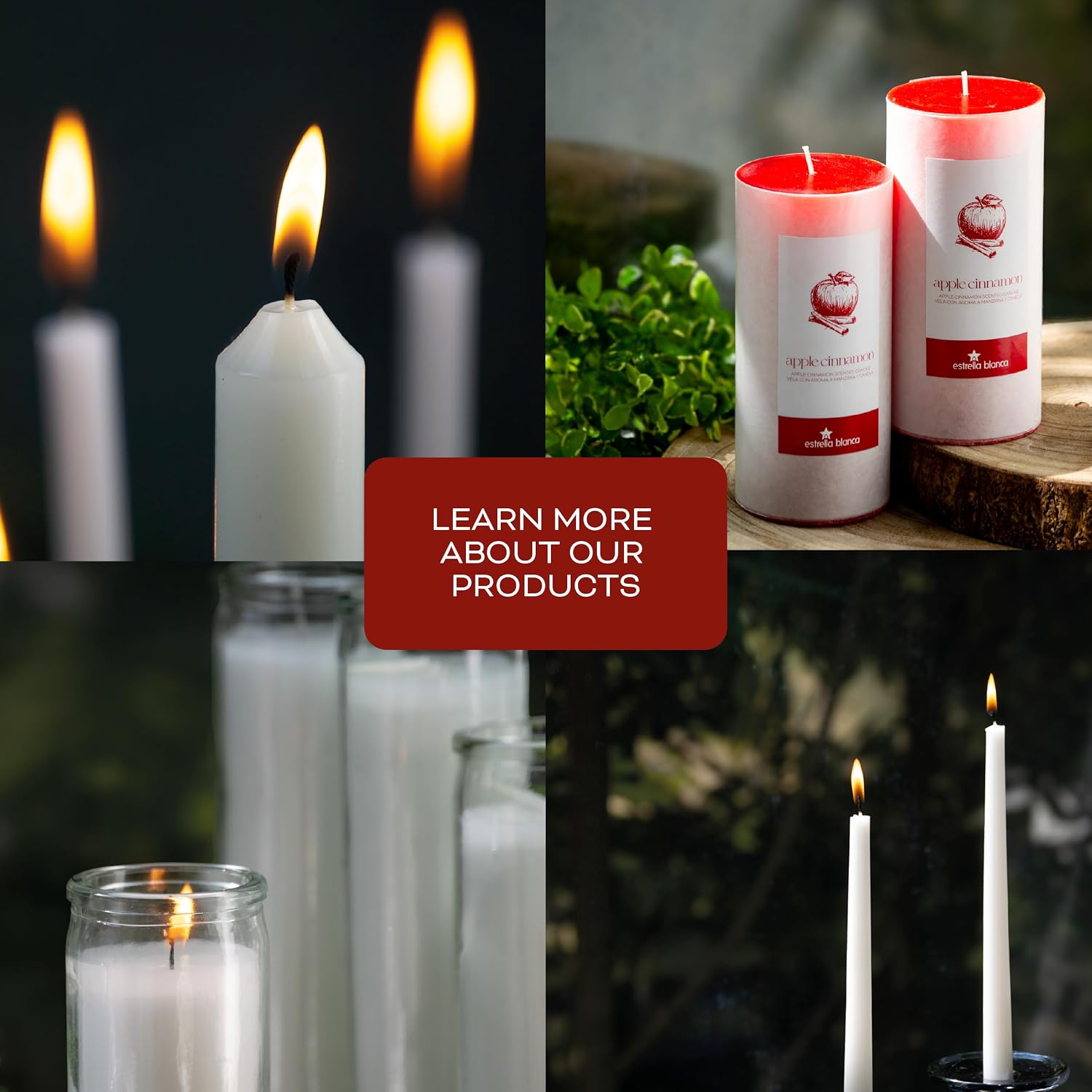 Apple Cinnamon Scented Red Pillar Candles – Set of 3 (3x6 Inch) – Long-Lasting Scented Candles for Home Décor, Aromatherapy & Gifts