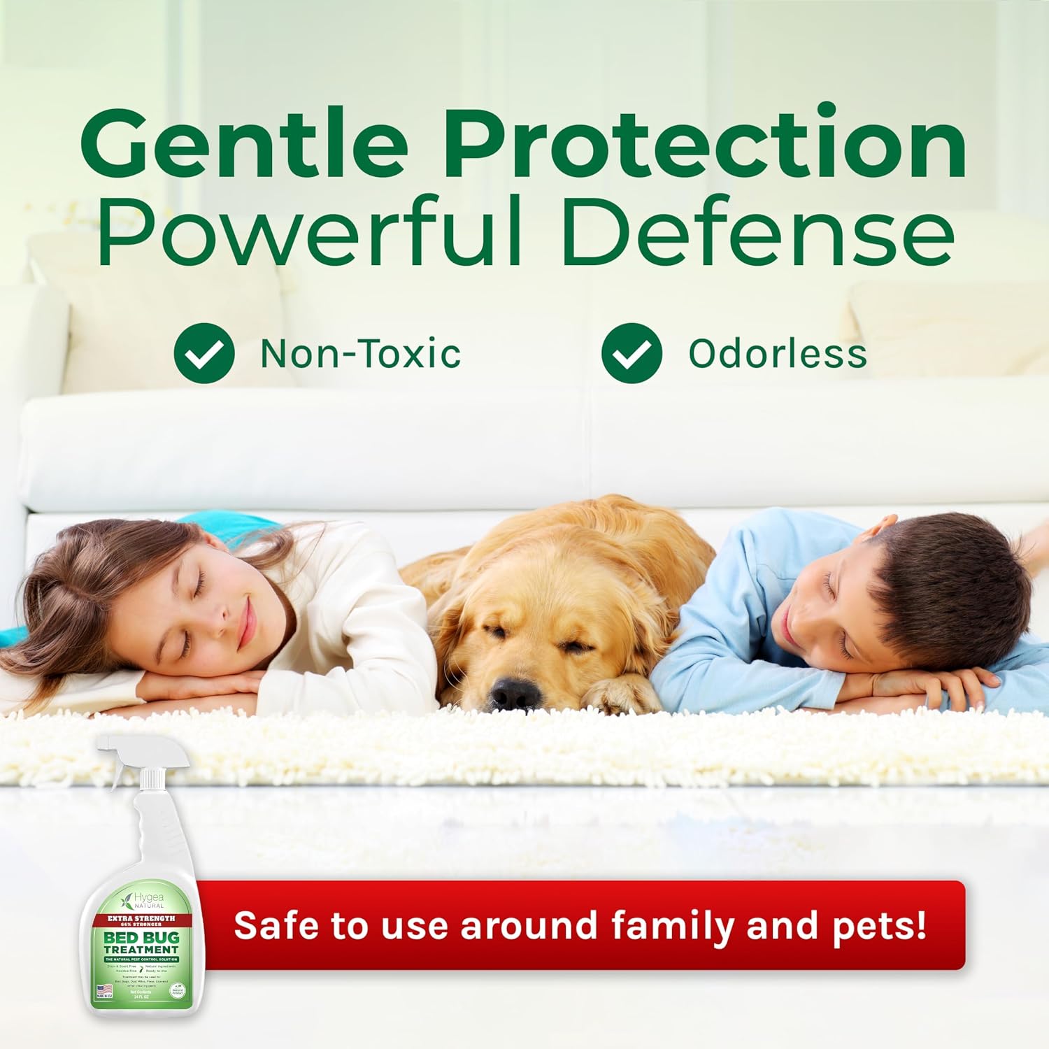 Hygea Natural Extra Strength Bed Bug Killer & Mite Spray - Child & Pet Friendly - Stain & Odor Free - 66% Stronger Formula (24 oz)
