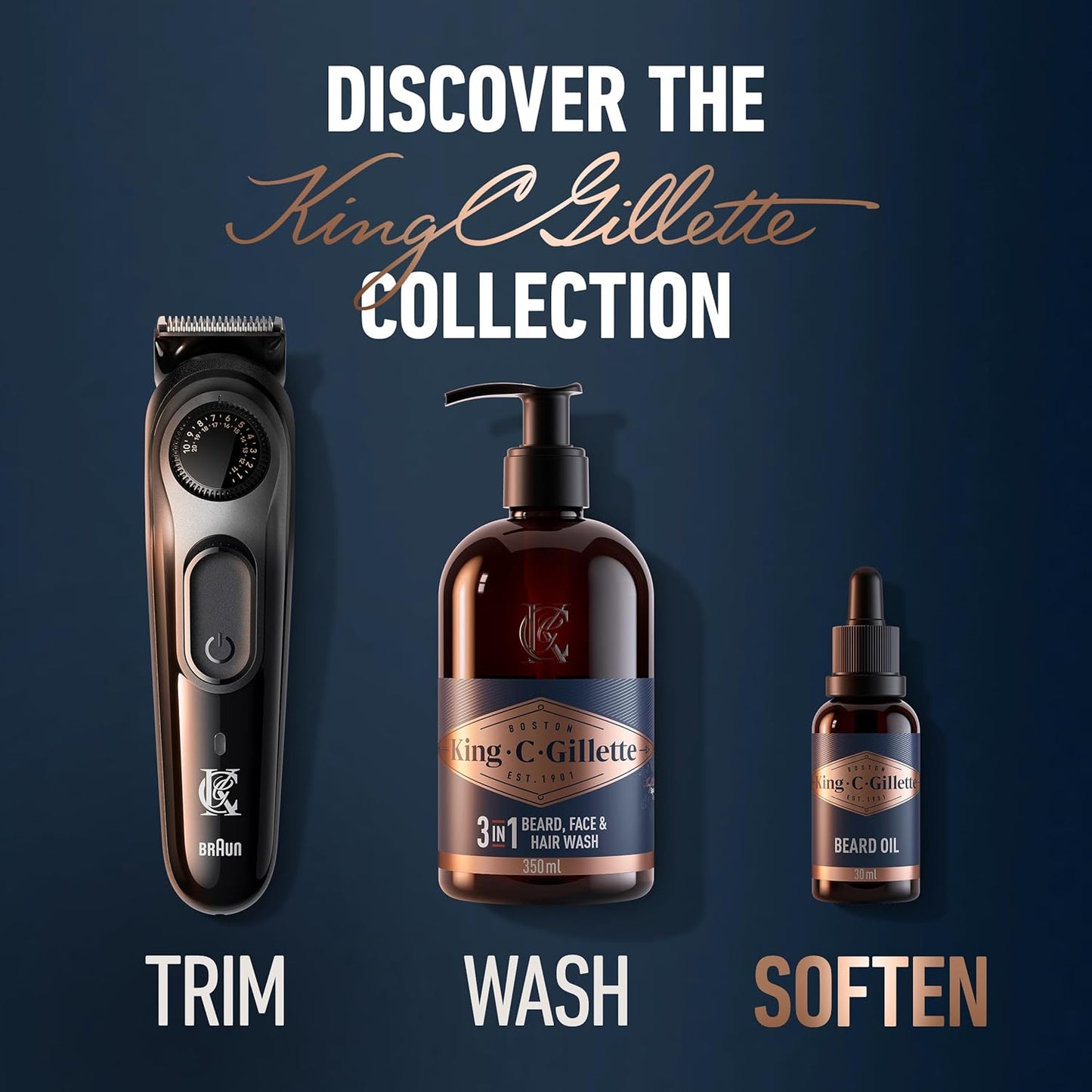 King C. Gillette Beard Oil for Men - Argan, Jojoba, Avocado, Macadamia Seed and Almond Oils - Moisturize and Soften Beard