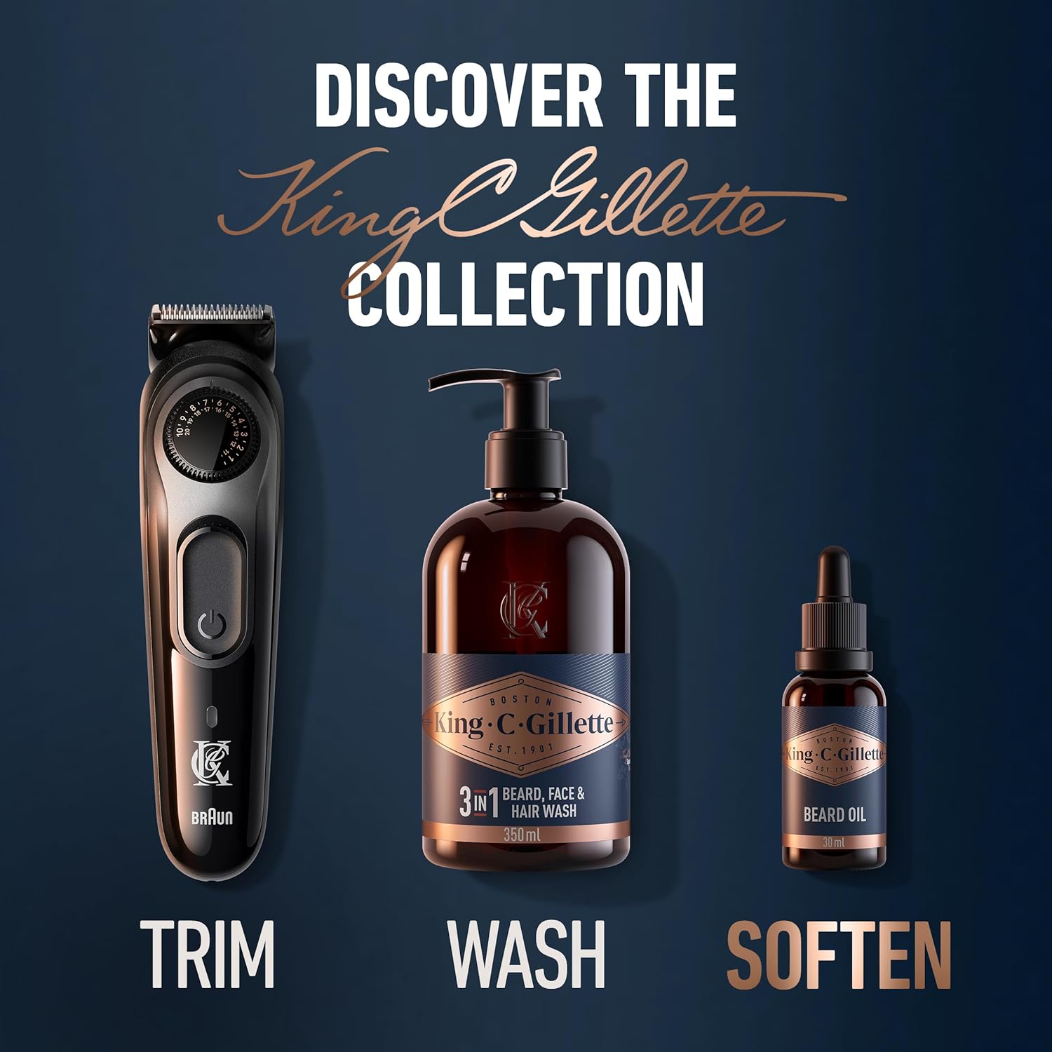 King C. Gillette Beard Oil for Men - Argan, Jojoba, Avocado, Macadamia Seed and Almond Oils - Moisturize and Soften Beard